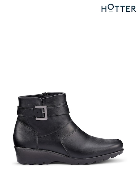 Hotter Black Regular Fit Foxton Zip Boots (V03007) | €140