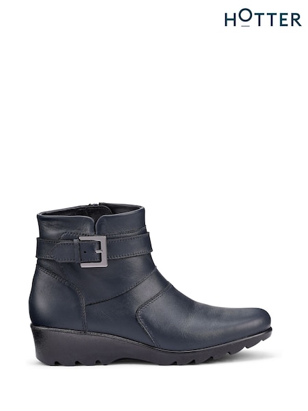 Hotter Blue Wide  Fit Foxton Zip Boots (V03009) | €126