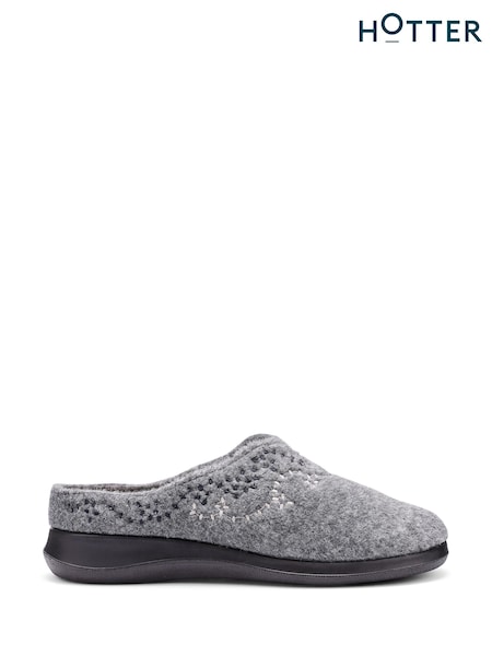 Hotter Grey Wide Fit Cuddle Slip-On Slippers (V03063) | €51