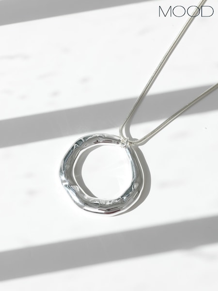 Mood Silver Tone Polished Abstract Long Open Pendant (V03083) | €27