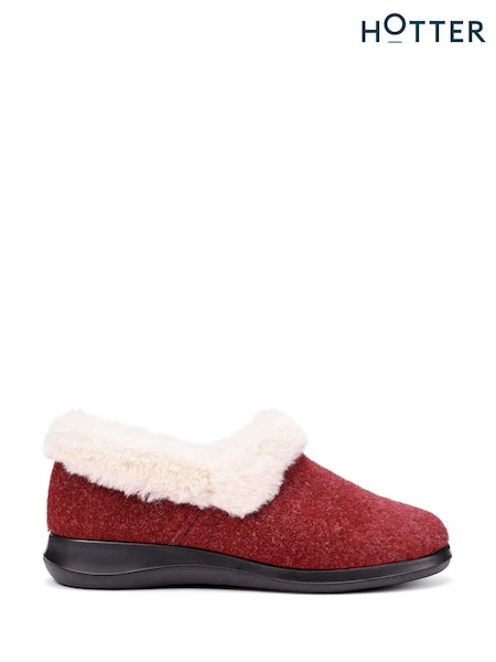 Hotter Red Regular Fit Snug II Slip-On Slippers (V03085) | €59