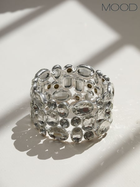 Mood Silver Tone Mixed Crystal Chunky Stretch Bracelets (V03108) | €25
