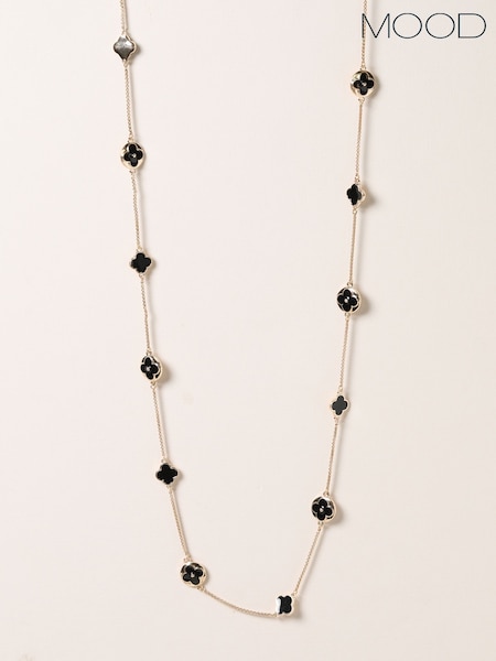 Mood Gold Tone Jet Long Clover Necklace (V03109) | €33