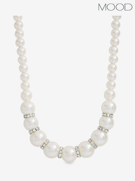 Mood Black Crystal Cream Pearl Beaded Necklace (V03113) | €29