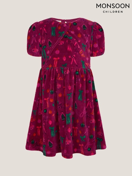 Monsoon Red Bow Velour Christmas Dress (V03199) | 158 QAR - 183 QAR