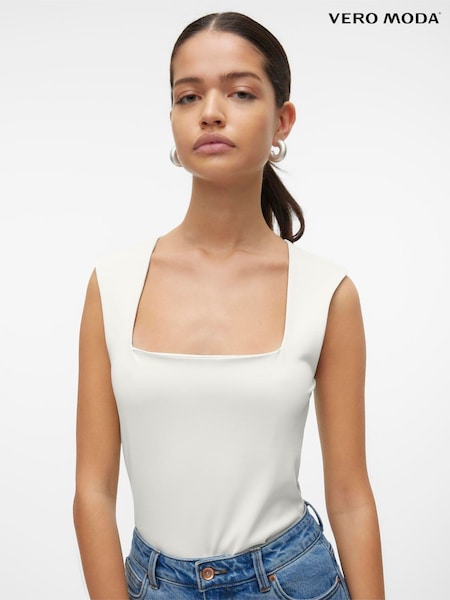 VERO MODA White Square Neck Sleeveless Top (V03291) | €24