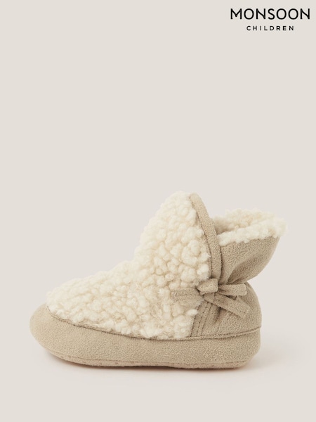 Monsoon Cream Baby Borg Bootie Shoes (V03319) | AED114