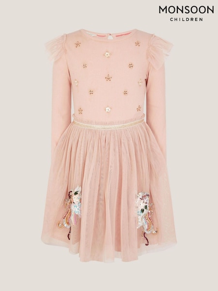 Monsoon Pink Unicorn Embellished Disco Dress (V03331) | 188 QAR - 213 QAR
