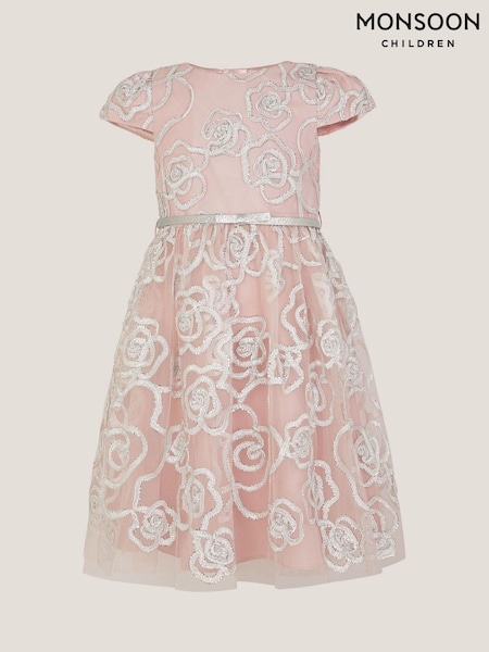 Monsoon Pink Rose Tinsel Party Dress (V03335) | 287 QAR - 337 QAR