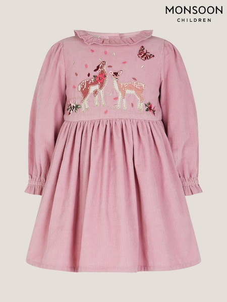 Monsoon Pink Baby Felicity Embroidered Corduroy Dress (V03346) | 148 QAR - 168 QAR