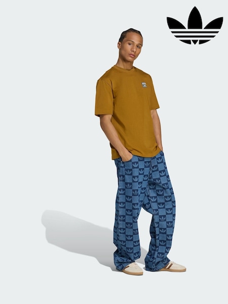 adidas Originals Blue Monogram All Over Print Regular Denim Trousers (V03357) | €106
