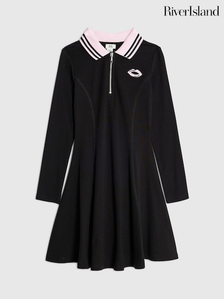 River Island Black Zip Polo Dress (V03361) | €34