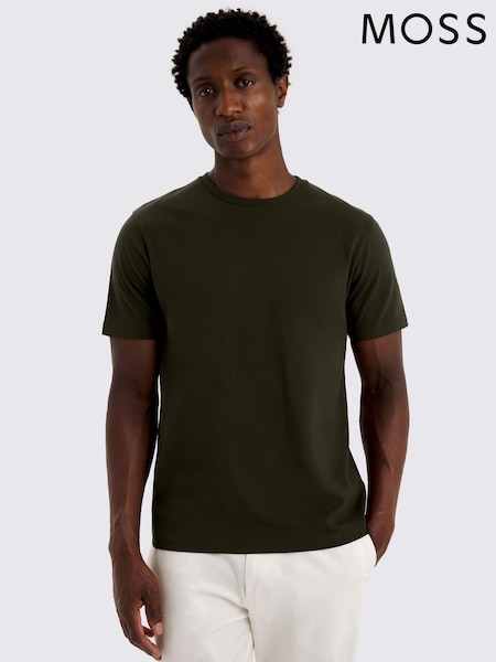 أخضر داكن - MOSS Crew Neck T-Shirt (V03397) | ‏134 ر.س.‏