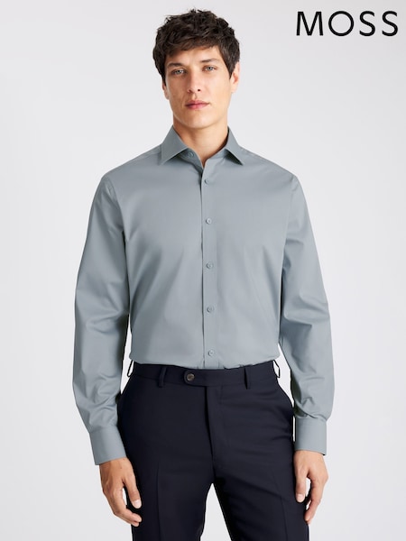 MOSS Regular Fit Mid Blue Stretch Shirt (V03411) | 173 QAR