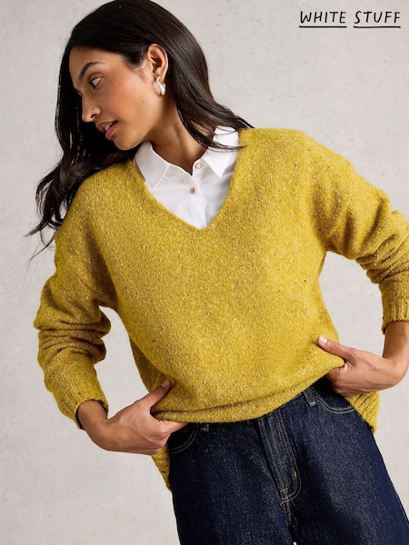 White Stuff Textured V-Neck Jumper (V03547) | R$ 640