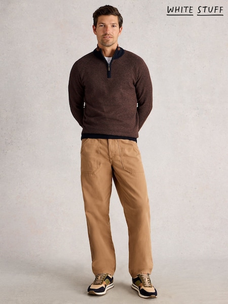 White Stuff Brown Newport Merino Jacquard Funnel Jumper (V03551) | €99