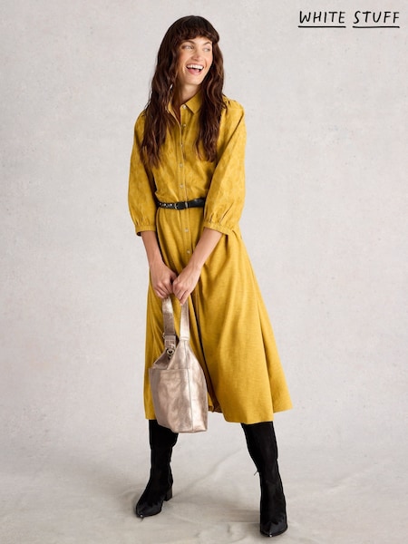 White Stuff Yellow Rua Embroidered Jersey Dress (V03561) | €106