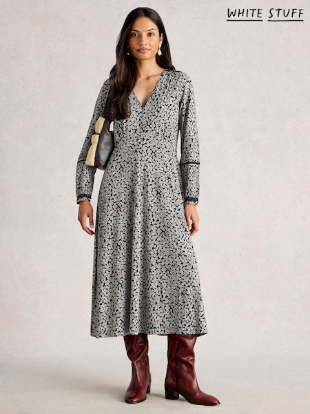 White Stuff Grey Megan Lace Jersey Dress (V03564) | €106