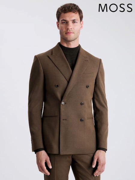 MOSS MOSS Chestnut Slim Fit Flannel Double Breasted Suit Jacket (V03599) | ‏868 د.إ.‏