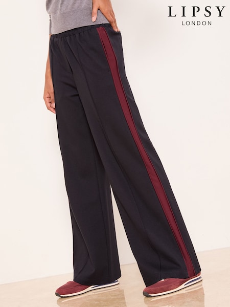 Lipsy Black Burgundy Side Stripe Joggers (V03642) | AED193