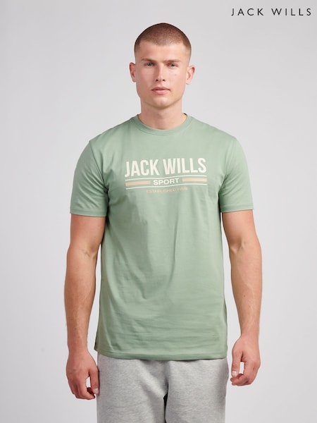 Jack Wills Green High Build Graphic T-Shirt (V03712) | 124 QAR