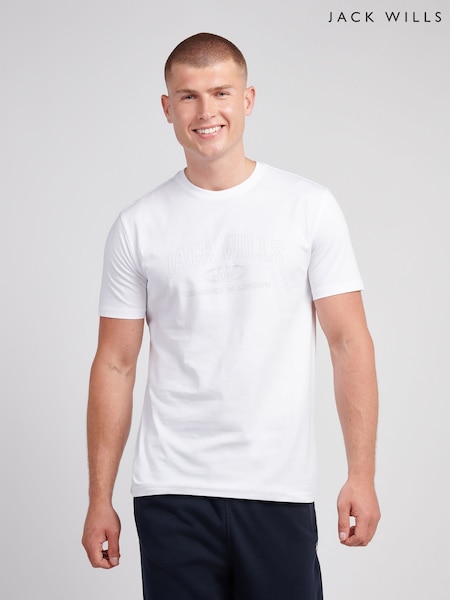Jack Wills White Dystopia Stitch Graphic T-Shirt (V03721) | 124 QAR