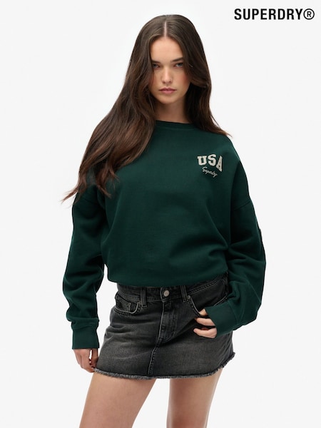 Superdry Green Athletic Essentials Relaxed Crew Neck Sweat top (V03825) | R$ 445