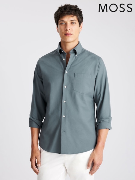 MOSS Teal Blue Washed Oxford Shirt (V03947) | €53
