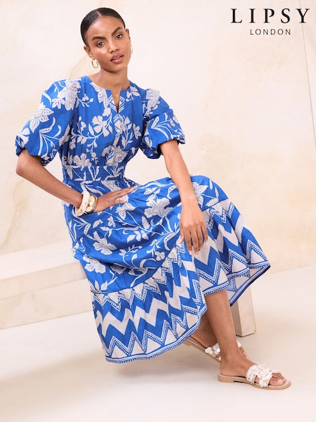 Lipsy Poplin Short Sleeve Floral Midi Dress (V03967) | 84 €