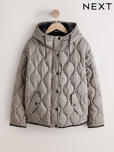 Brown Check Lightweight Quilted Jacket (V04137) | €54
