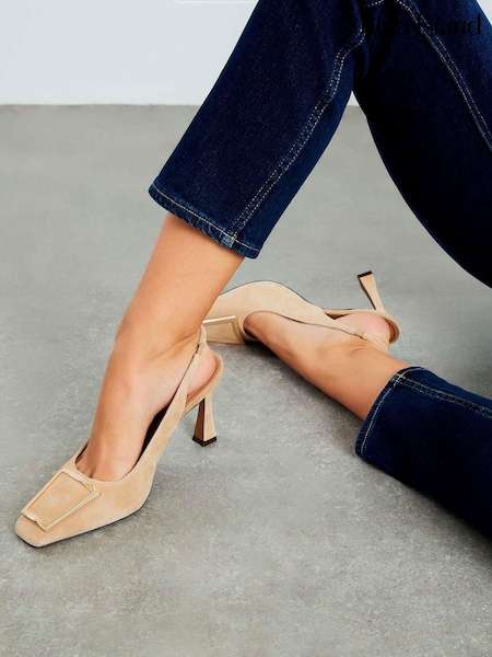 River Island Brown Suede Buckle Slingback (V04242) | AED285