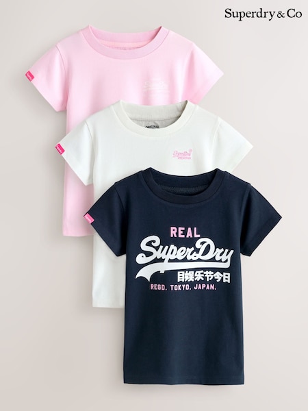 Superdry Navy/White T-Shirts 3 Pack (V04293) | LEI 209 - LEI 238