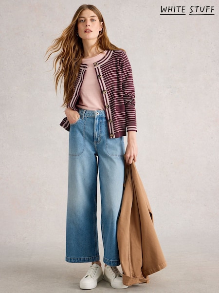 White Stuff Purple Charlotte Stripe Cardigan (V04446) | €78