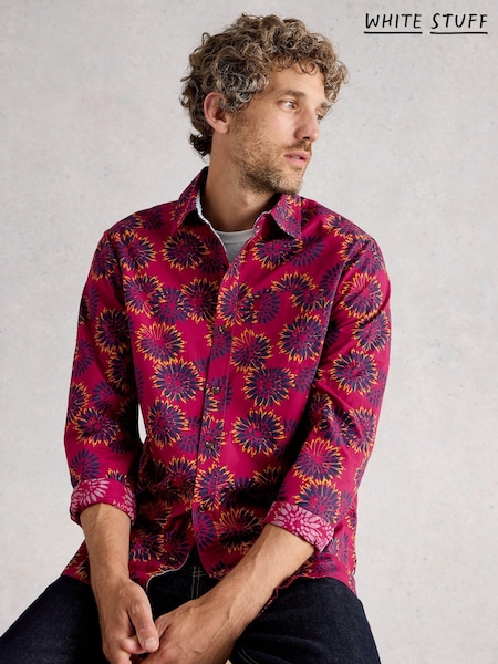 White Stuff Red Finsbury Block Print Shirt (V04448) | R$ 545