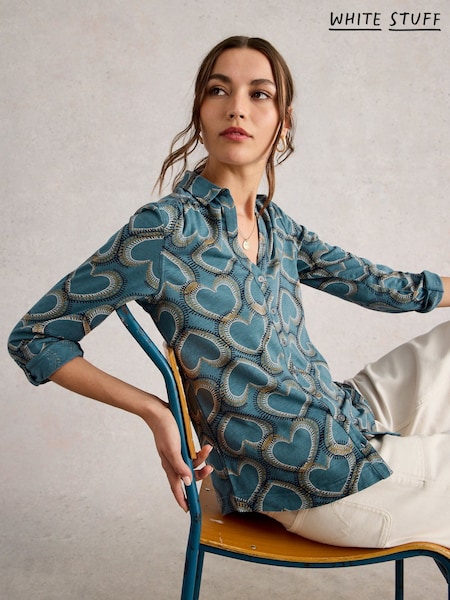 White Stuff Blue Annie Jersey Shirt (V04470) | 260 QAR