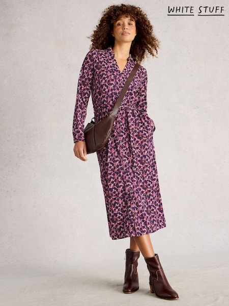 White Stuff Pink Annie Jersey Shirt Dress (V04480) | R$ 640