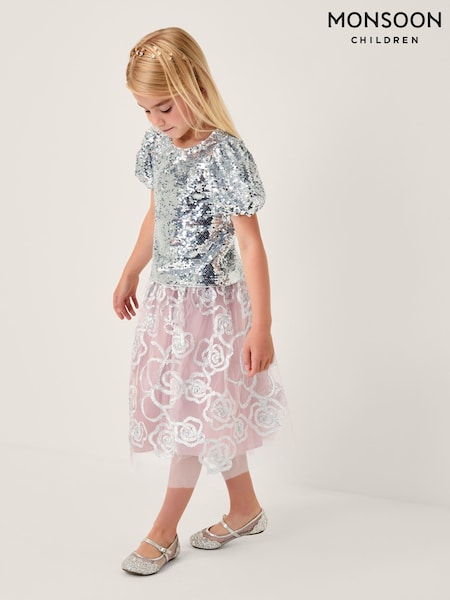 Monsoon Pink Rose Tinsel Tulle Skirt (V04550) | €45 - €50