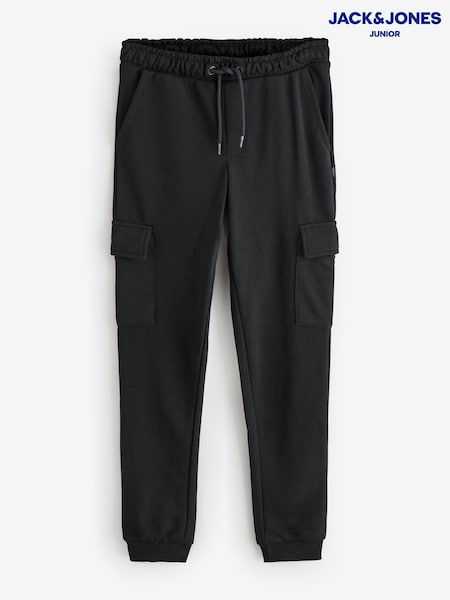 JACK & JONES Junior Cuffed Cargo Black Trousers (V04682) | 124 QAR