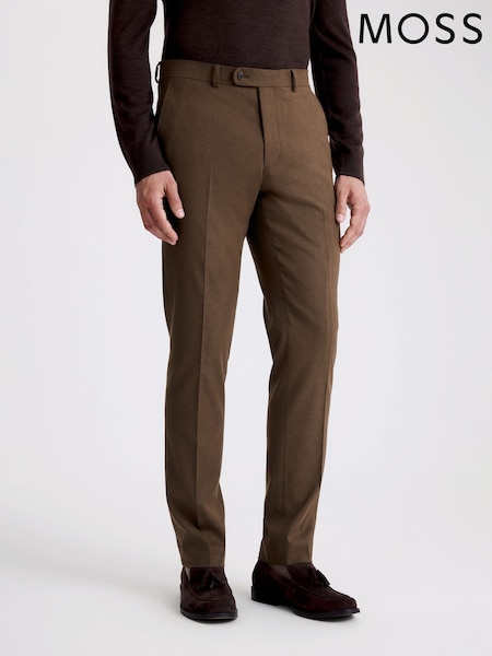 MOSS MOSS Slim Fit Chestnut Flannel Brown Trousers (V04768) | ‏466 د.إ.‏