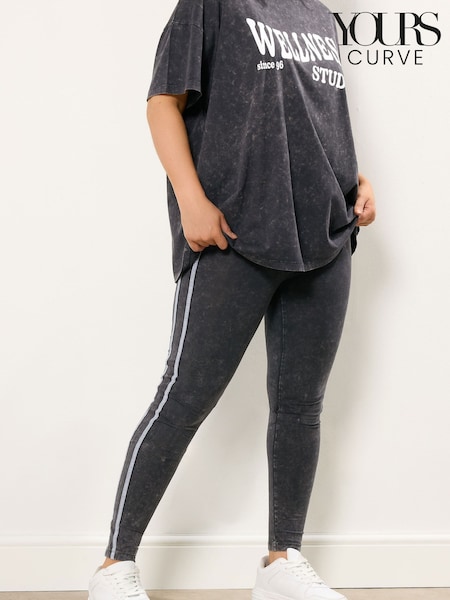 Yours Curve Black Side Stripe Leggings (V04781) | €34