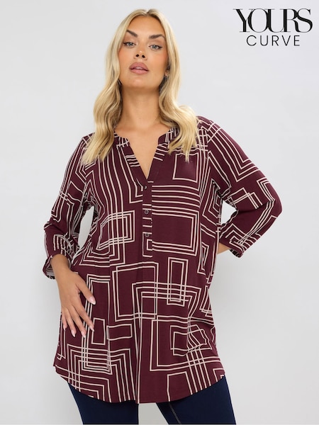 Yours Curve Red Half Placket Cut About Shirt (V04790) | €36