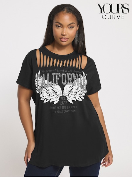 Yours Curve Logo Slash Detail Top (V04793) | R$ 215