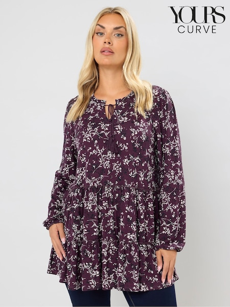 Yours Curve Purple Tiered Blouse (V04870) | €41