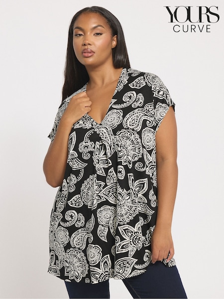 Yours Curve Textured Pleated Front Blouse (V04883) | R$ 235