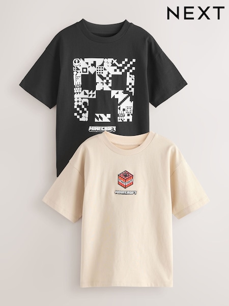 Steingrau/Schwarz - Minecraft T-Shirts 2 Pack (3-16yrs) (V04899) | 31 € - 41 €