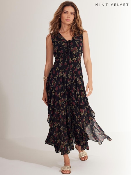 Mint Velvet Red Rose Print Midi Dress (V04924) | €186