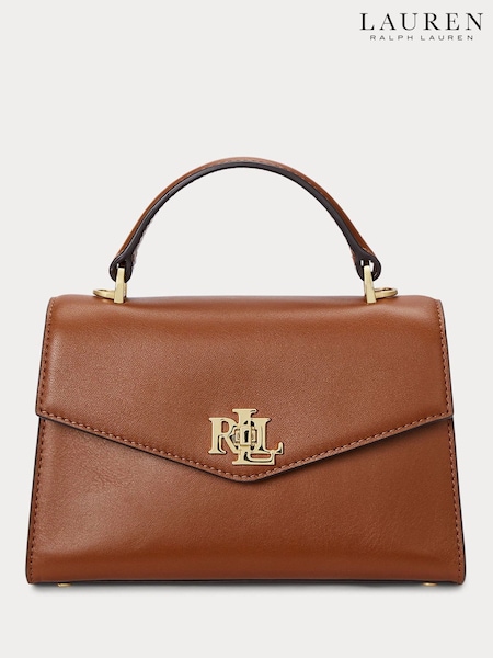 Lauren Ralph Lauren Brown Farrah Top Handle Leather Satchel Bag (V06046) | €438
