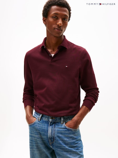 Tommy Hilfiger Red 1985 Regular Fit Pique Long Sleeve Polo Shirt (V06102) | AED495