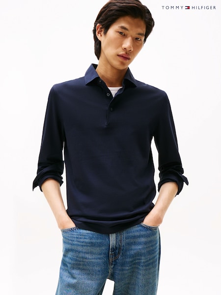 Tommy Hilfiger Blue Smart Casual Slim Fit Long Sleeve Polo Shirt (V06106) | AED582