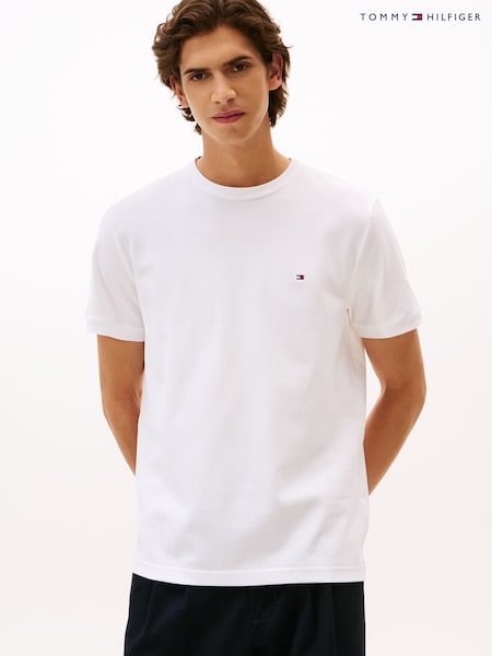 Tommy Hilfiger White Crew Neck Pique T-Shirt (V06119) | R$ 545